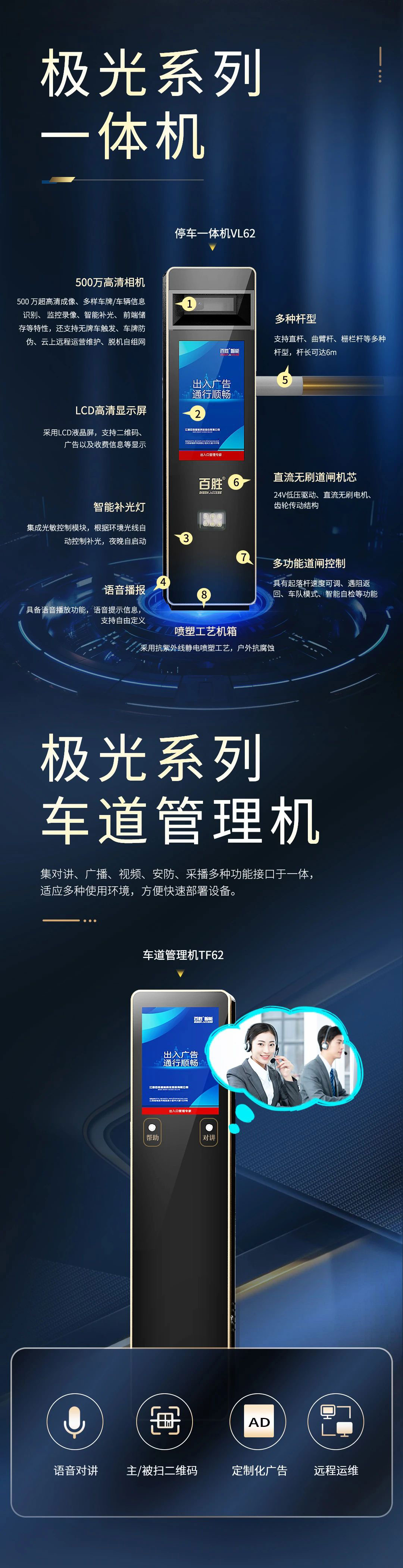 百勝極光停車設(shè)備｜500萬(wàn)高清識(shí)別+云坐席｜無(wú)人值守解決方案-百勝智能